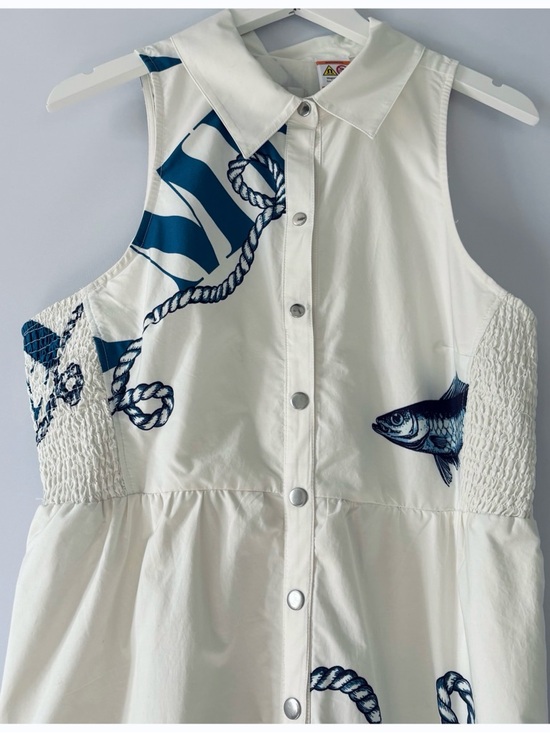 NWT Anthropologie Maeve Sleeveless Nautical Lighthouse Fish Midi Shirt Dress, XL - Picture 10 of 17